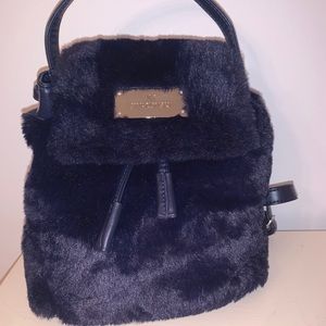 Swarovski Deep Blue/ Black Faux Fur Backpack